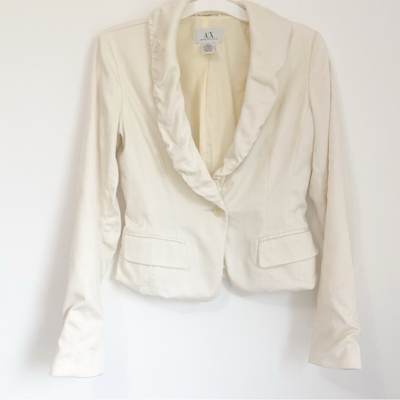 Armani Exchange Vintage Cream Fitted Blazer Jacket - Picture 1 of 12